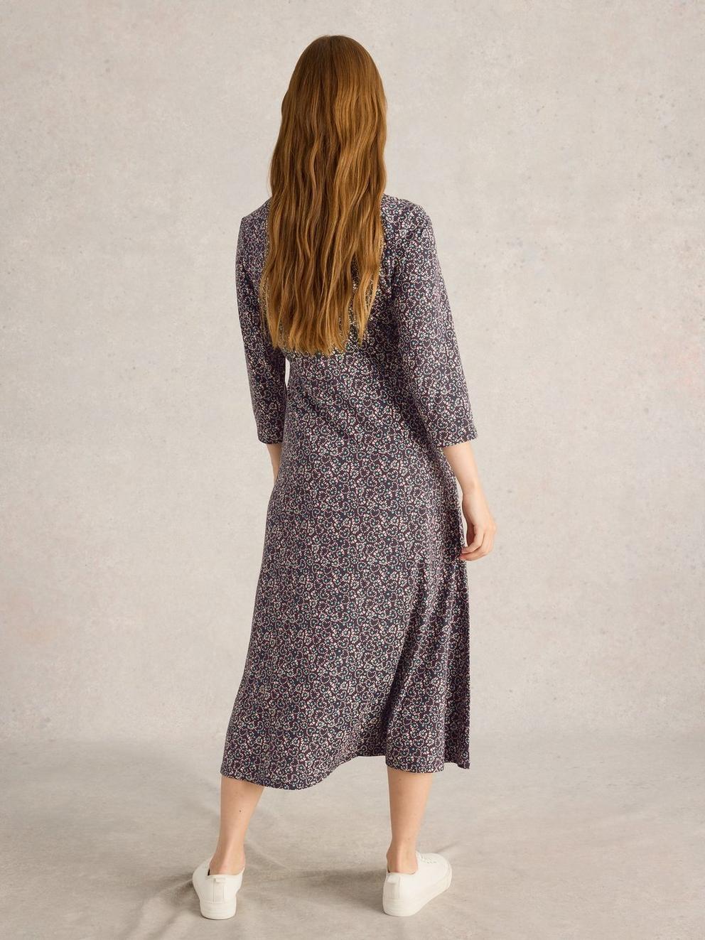 Rua Midi Jersey Dress in GREY PR - MODEL BACK