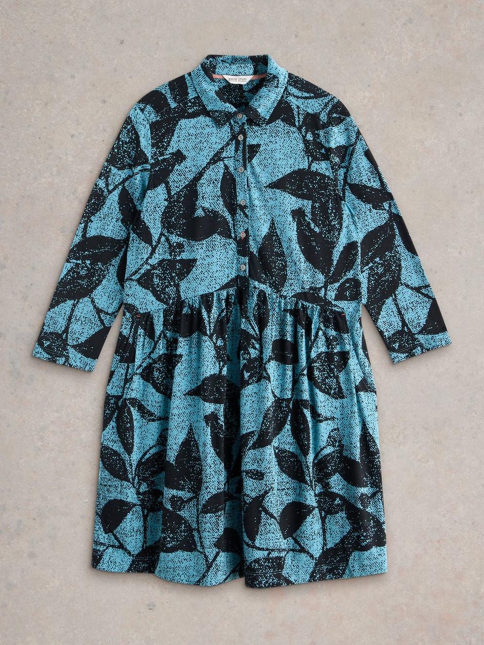 Everly Jersey Shirt Dress in BLUE PR - FLAT FRONT