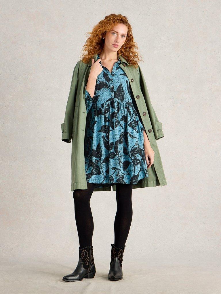 Everly Jersey Shirt Dress in BLUE PR - MODEL FRONT