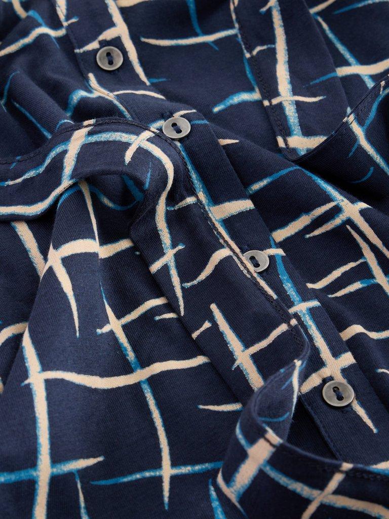 Annie Jersey Shirt Midi Dress in NAVY PR - FLAT DETAIL