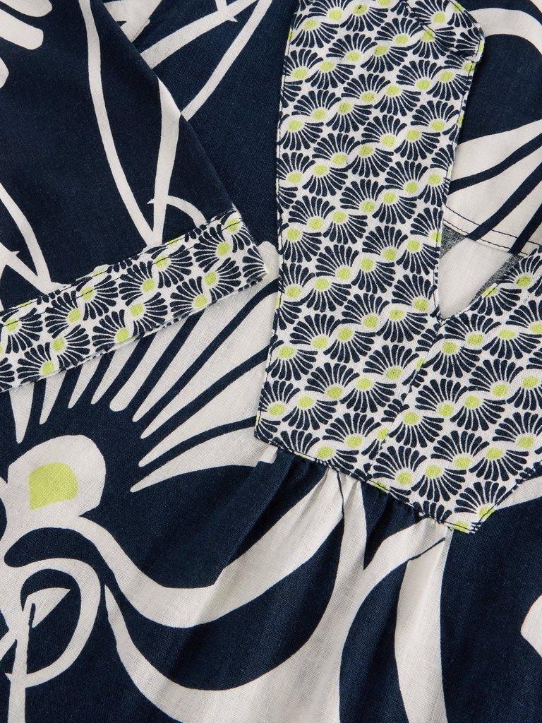 Ash Linen Dress in NAVY PR - FLAT DETAIL