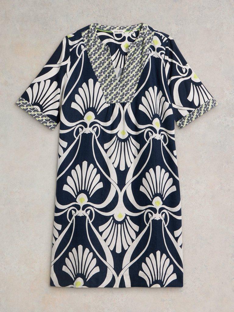 Ash Linen Dress in NAVY PR - FLAT FRONT