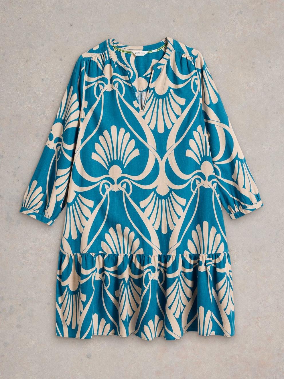 Otto Linen Blend Dress in BLUE PR - FLAT FRONT