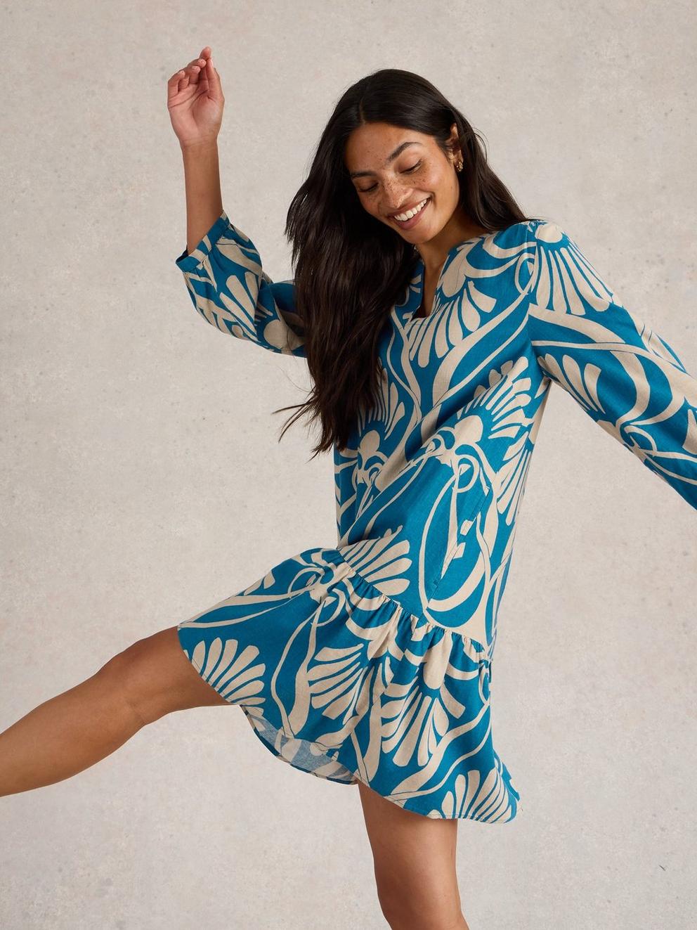 Otto Linen Blend Dress in BLUE PR - LIFESTYLE