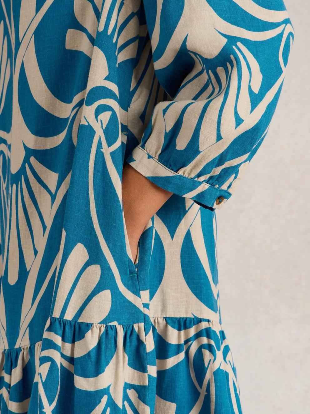 Otto Linen Blend Dress in BLUE PR - MODEL DETAIL