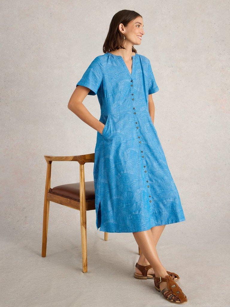 Iris Cotton Jacquard Dress in CHAMB BLUE - LIFESTYLE