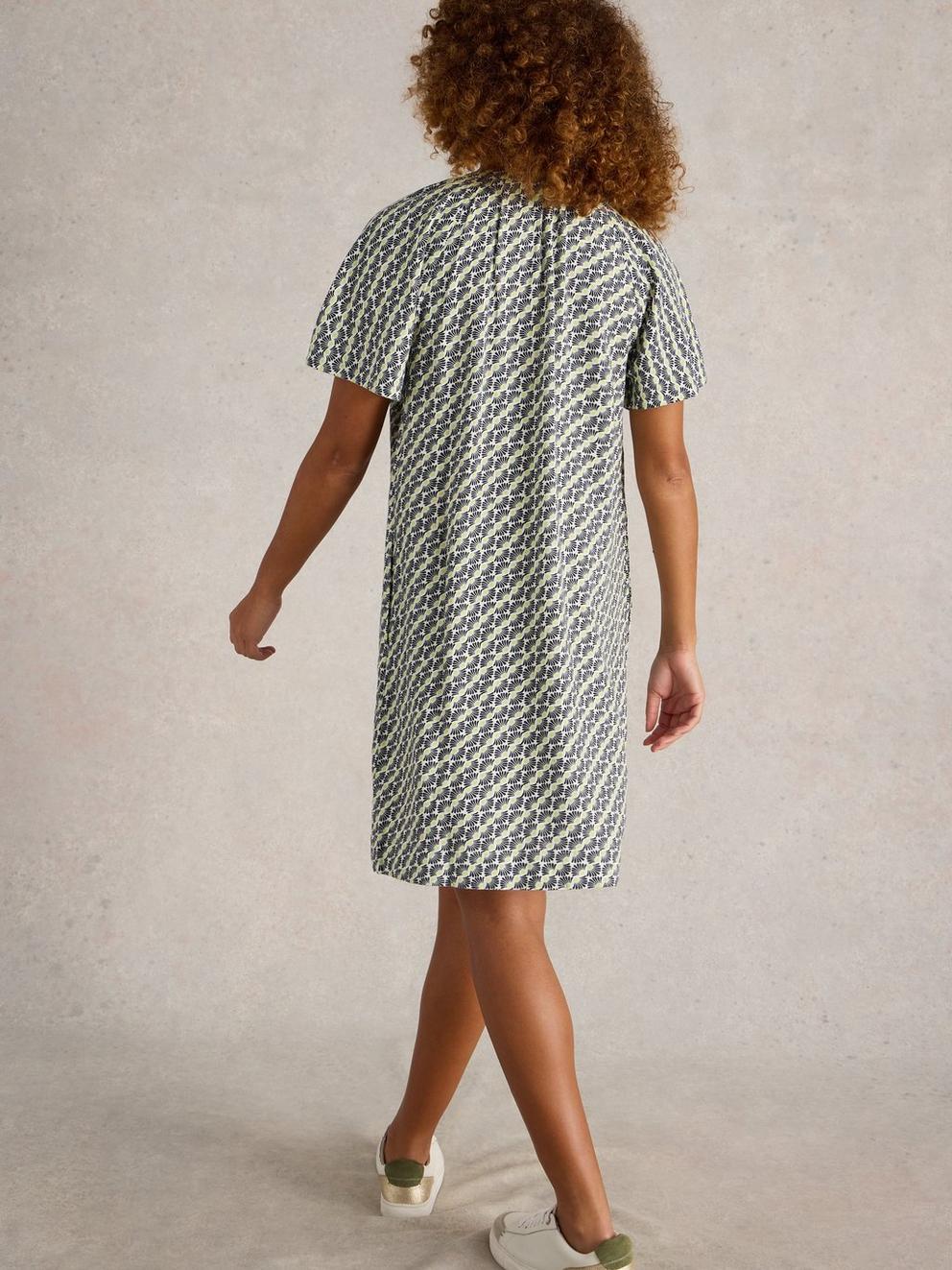 Lindsay Linen Blend Dress in IVORY PR - MODEL BACK