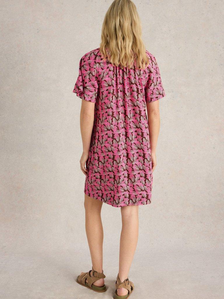 Lindsay Linen Blend Dress in PINK PR - MODEL BACK