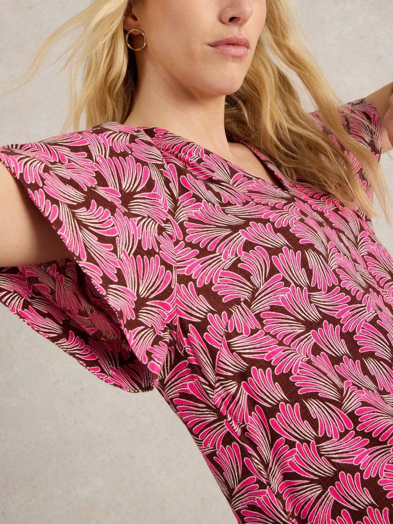 Lindsay Linen Blend Dress in PINK PR - MODEL DETAIL