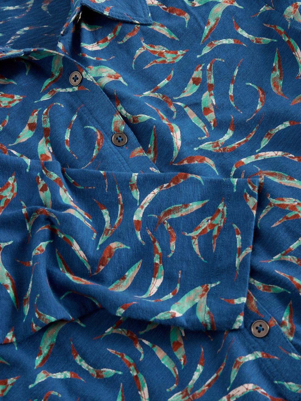 Rylee Jersey Shirt Dress in BLUE PR - FLAT DETAIL