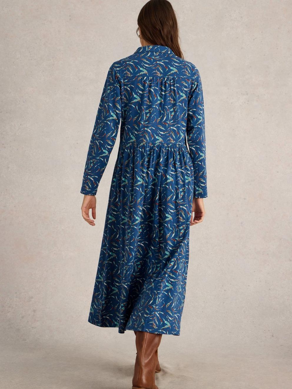 Rylee Jersey Shirt Dress in BLUE PR - MODEL BACK