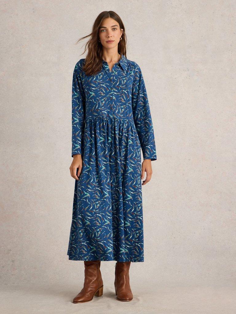 Rylee Jersey Shirt Dress in BLUE PR - MODEL FRONT