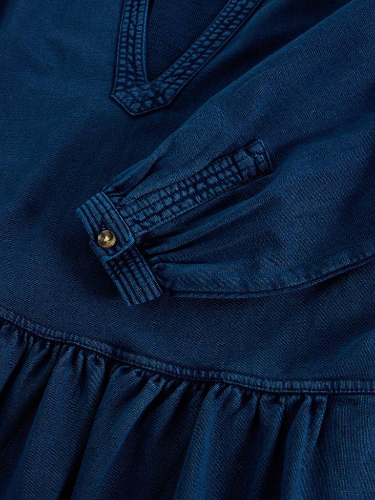 Ren Denim Jersey Dress in DK DENIM - FLAT DETAIL