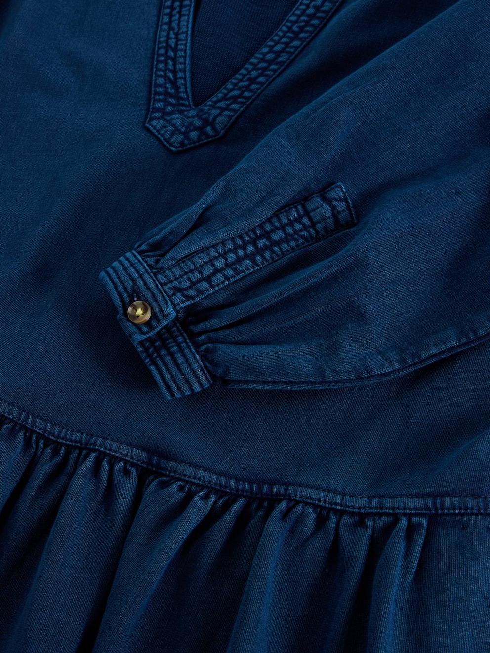 Ren Denim Jersey Dress in DK DENIM - FLAT DETAIL