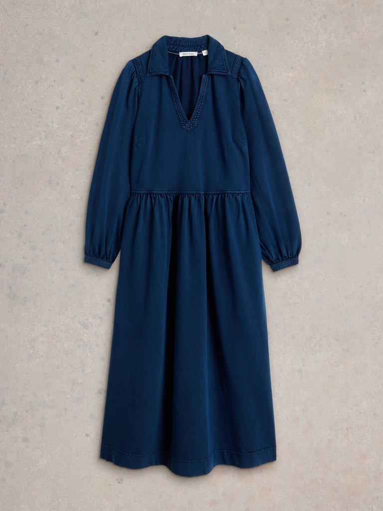 Ren Denim Jersey Dress in DK DENIM - FLAT FRONT