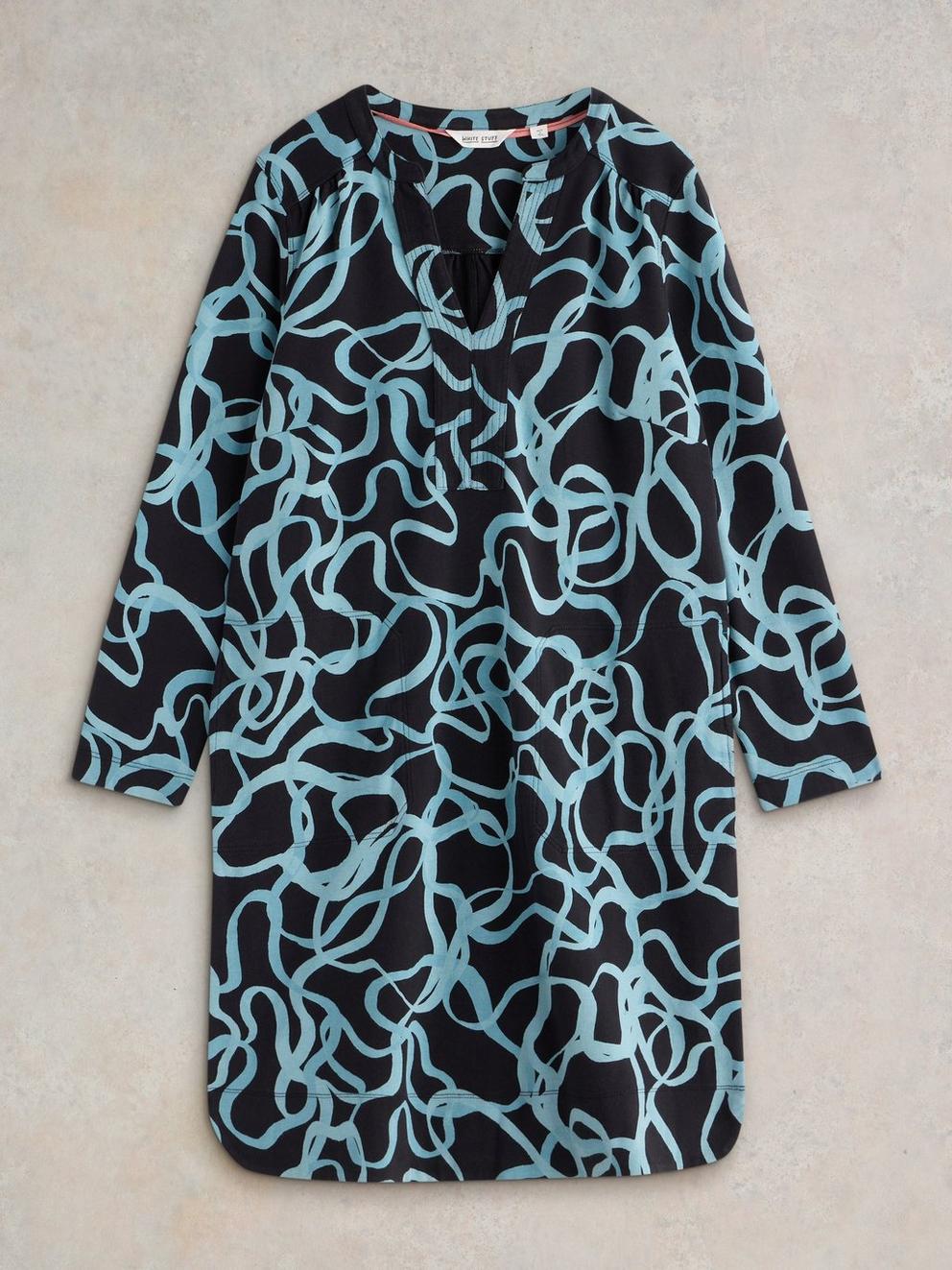 June Jersey Dress in BLK PR - FLAT FRONT