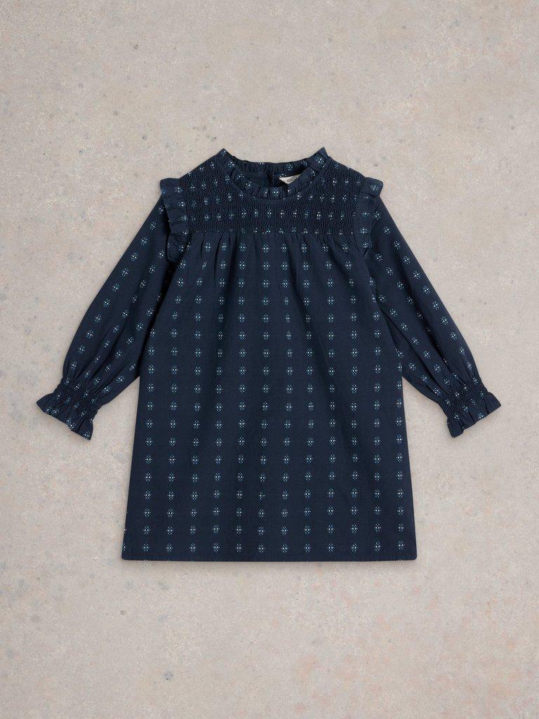 Girls Camille Dobby Frill Dress in DARK NAVY - FLAT FRONT