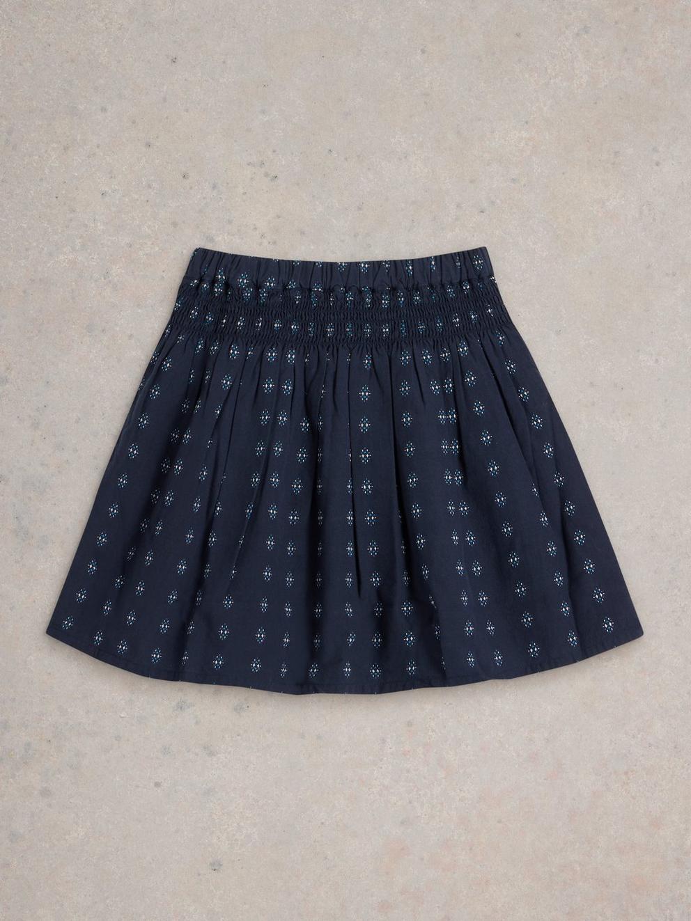 Celeste Dobby Skirt in DARK NAVY - FLAT FRONT