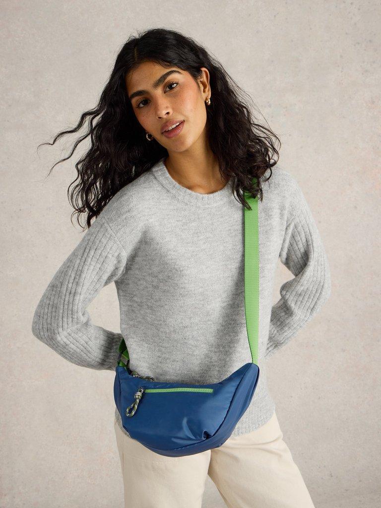 Meadow Crossbody in DK BLUE - MODEL FRONT