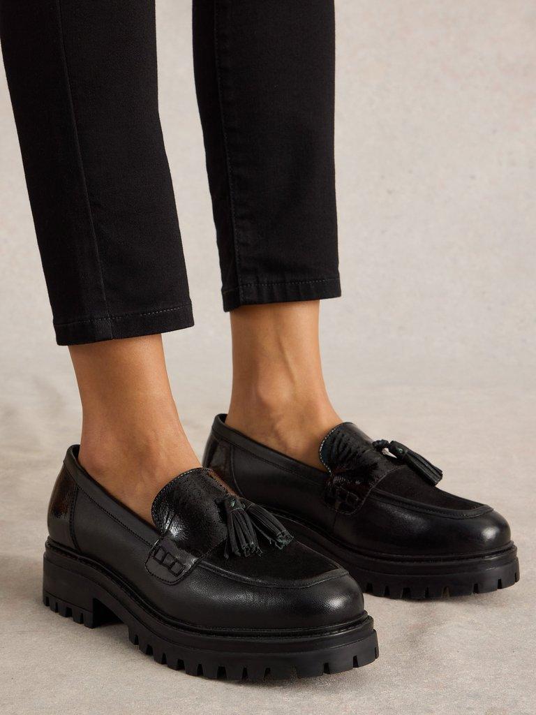 Charlie Chunky Loafer in BLK MLT - MODEL FRONT