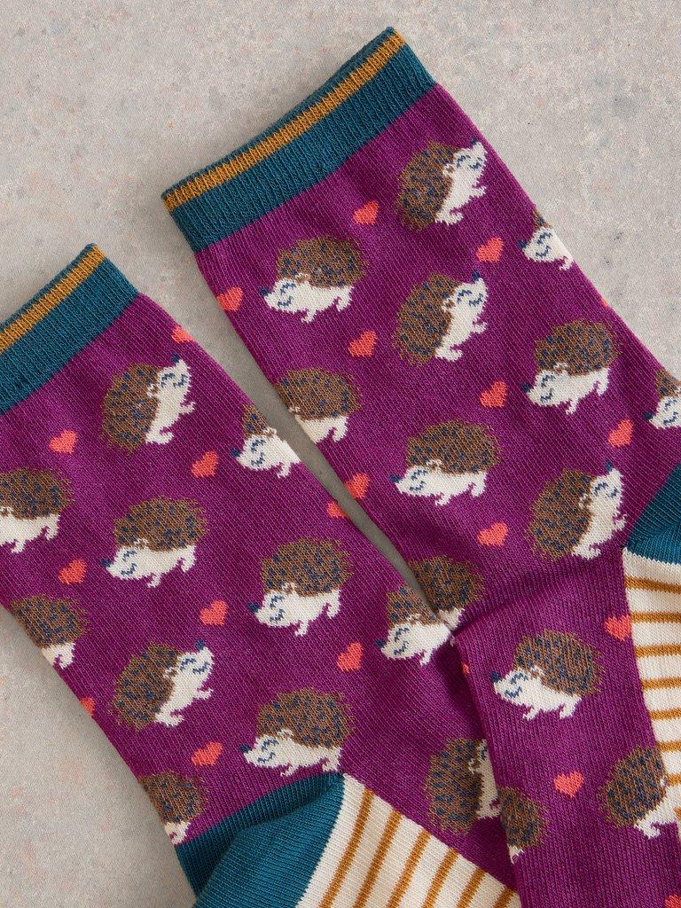 Heart Hedgehog Ankle Sock in PURPLE MLT - FLAT DETAIL