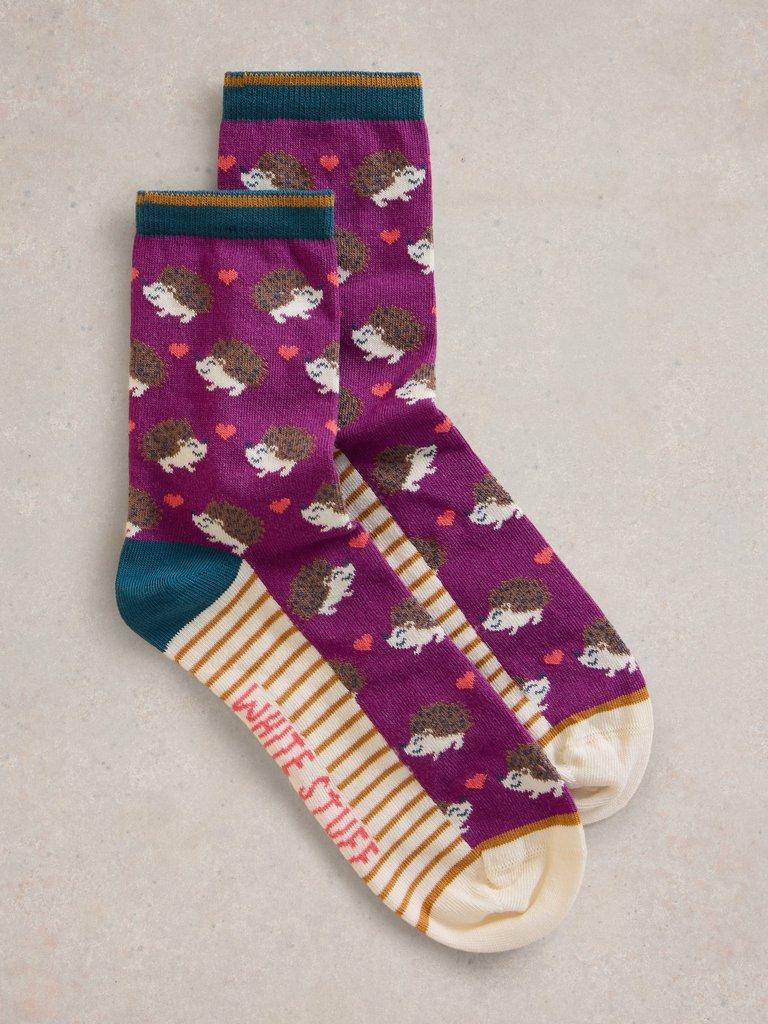 Heart Hedgehog Ankle Sock in PURPLE MLT - FLAT FRONT