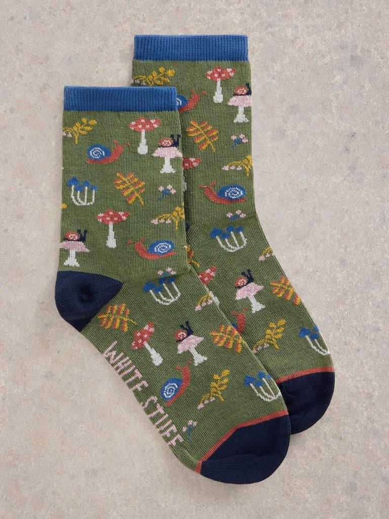 Woodland Ankle Sock in KHAKI GRN - FLAT FRONT