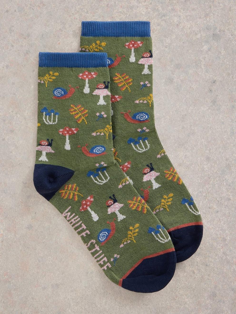 Woodland Ankle Sock in KHAKI GRN - FLAT FRONT