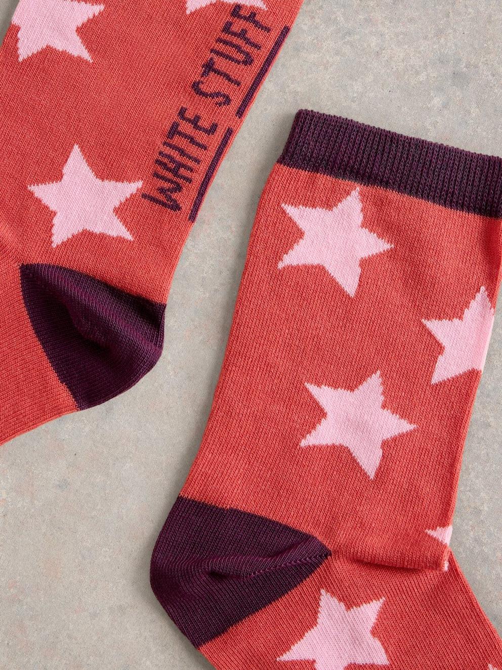 Star Ankle Socks in RED MLT - FLAT DETAIL