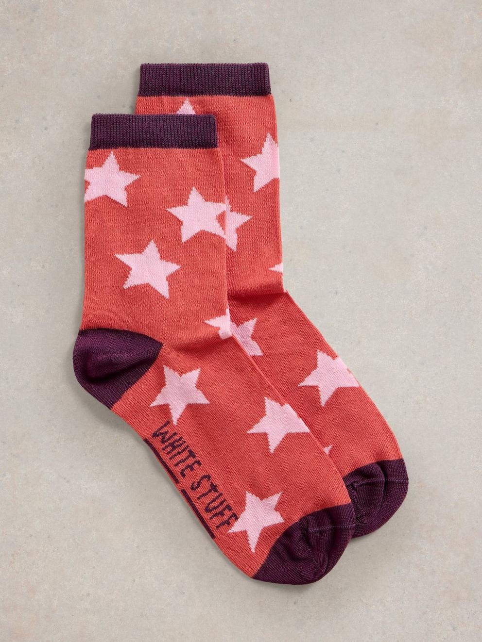 Star Ankle Socks in RED MLT - FLAT FRONT