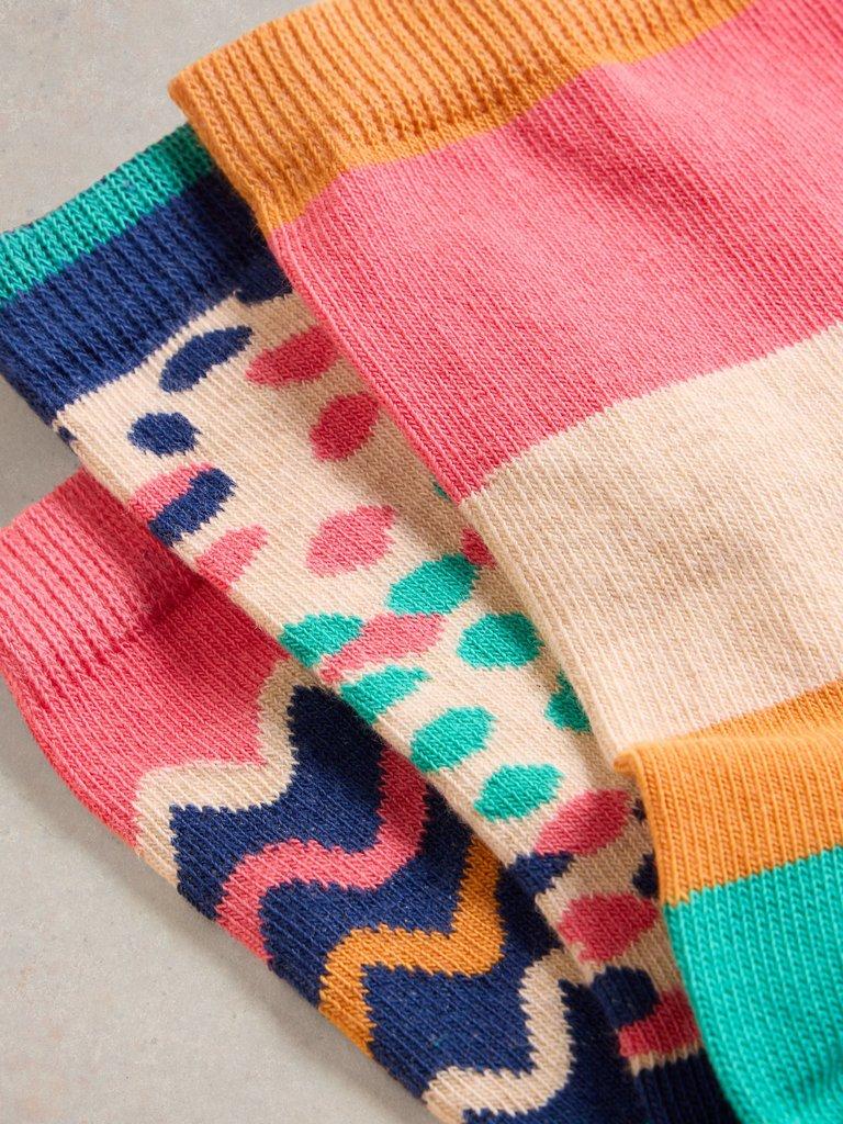 3PK Squiggle Ankle Sock in NAT MLT - FLAT DETAIL