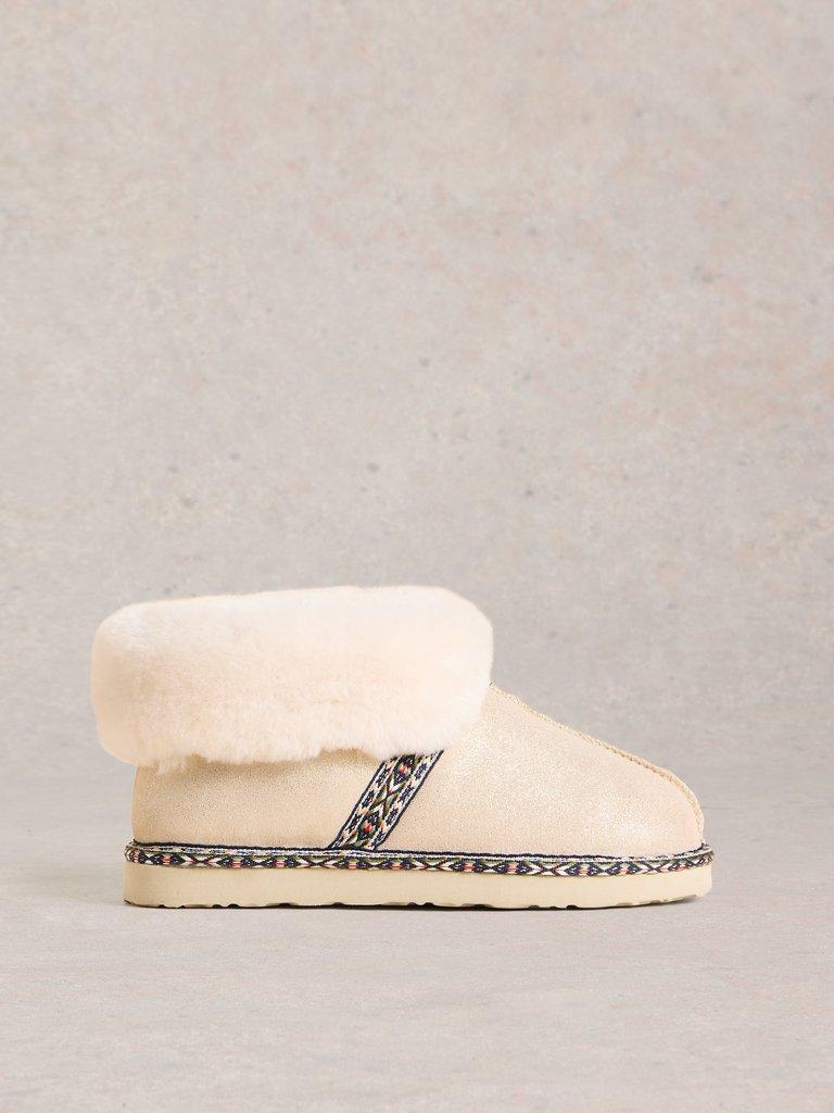 Suede Shearling Slipper Boot in GLD TN MET - LIFESTYLE