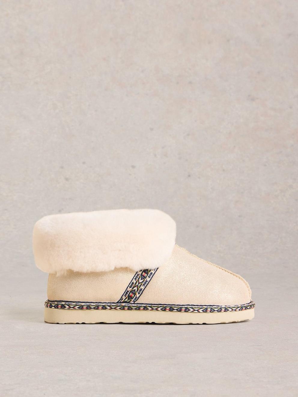 Suede Shearling Slipper Boot in GLD TN MET - LIFESTYLE