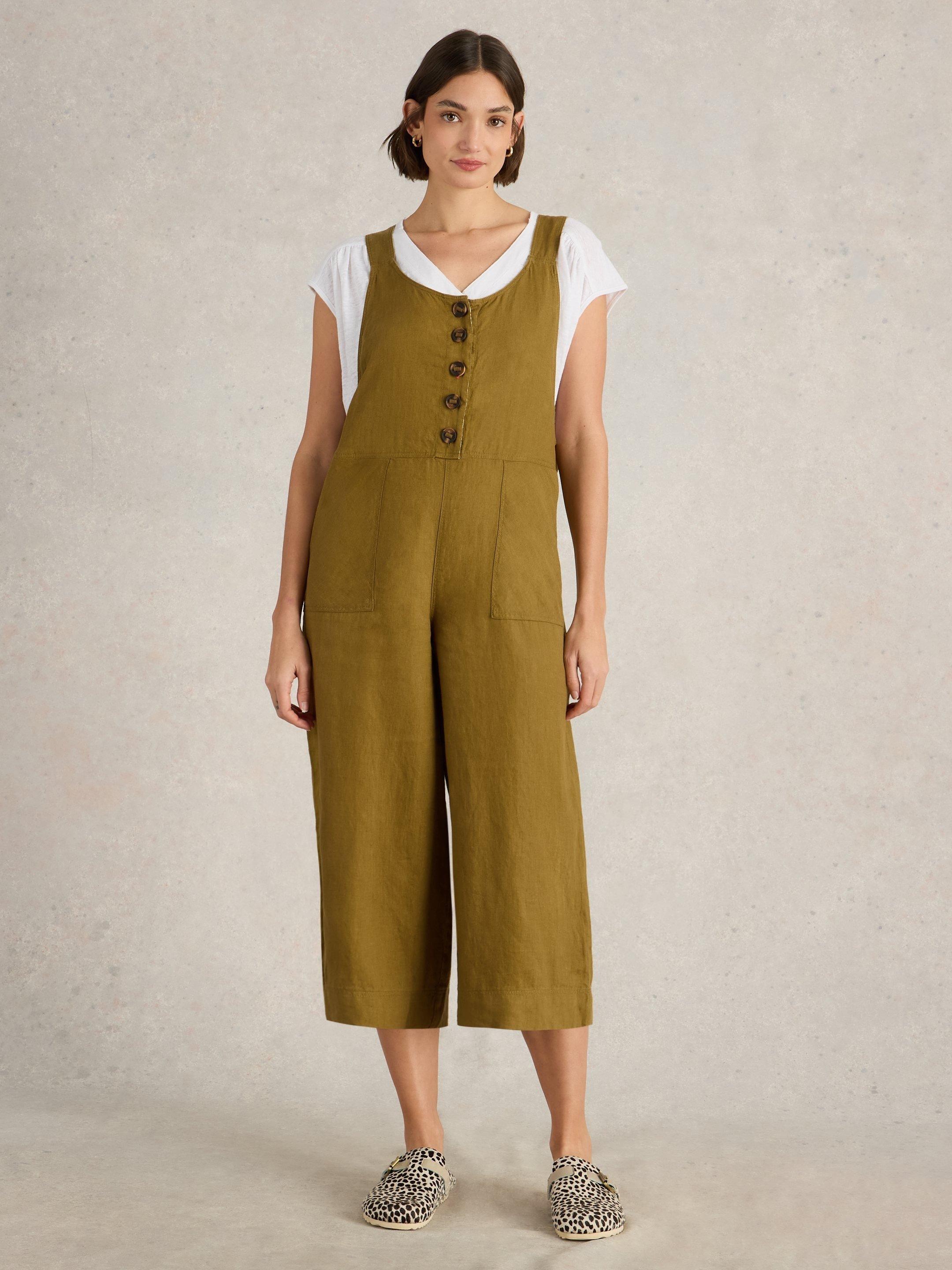 Viola Sleeveless Linen Dungaree