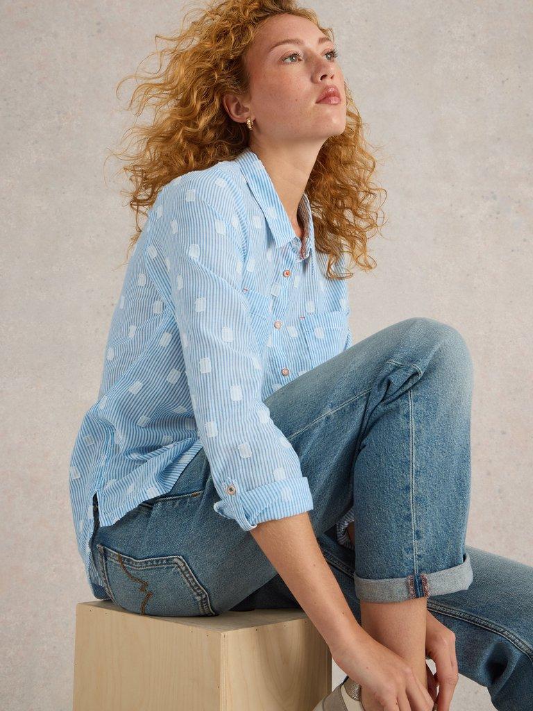 Sophie Organic Cotton Long Sleeve Shirt in BLUE MLT - LIFESTYLE