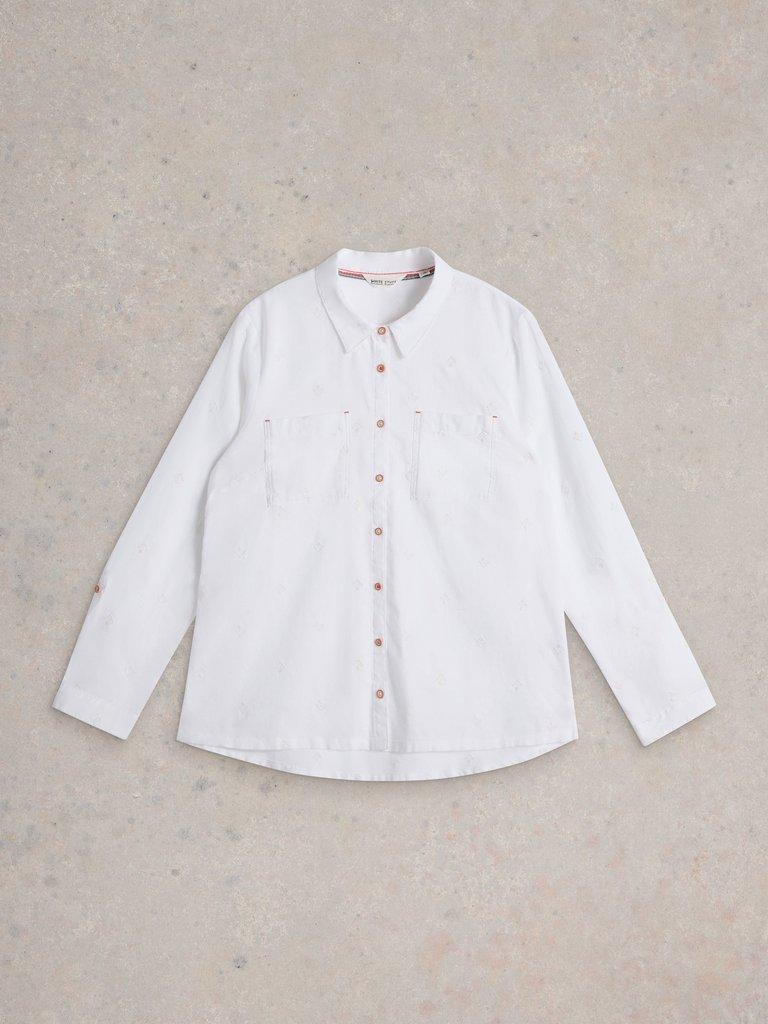 Sophie Organic Cotton Long Sleeve Shirt in PALE IVORY - FLAT FRONT