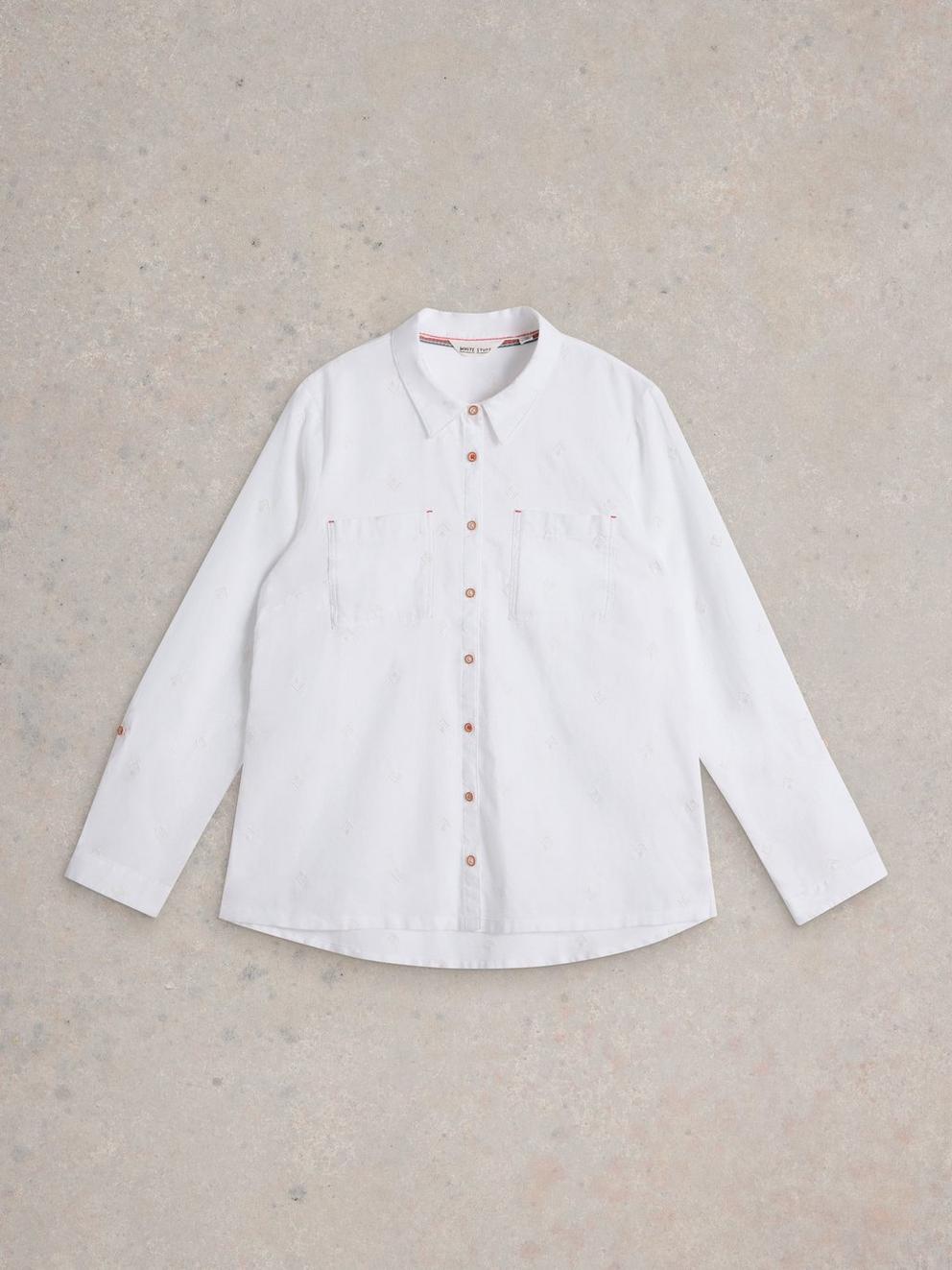 Sophie Organic Cotton Long Sleeve Shirt in PALE IVORY - FLAT FRONT
