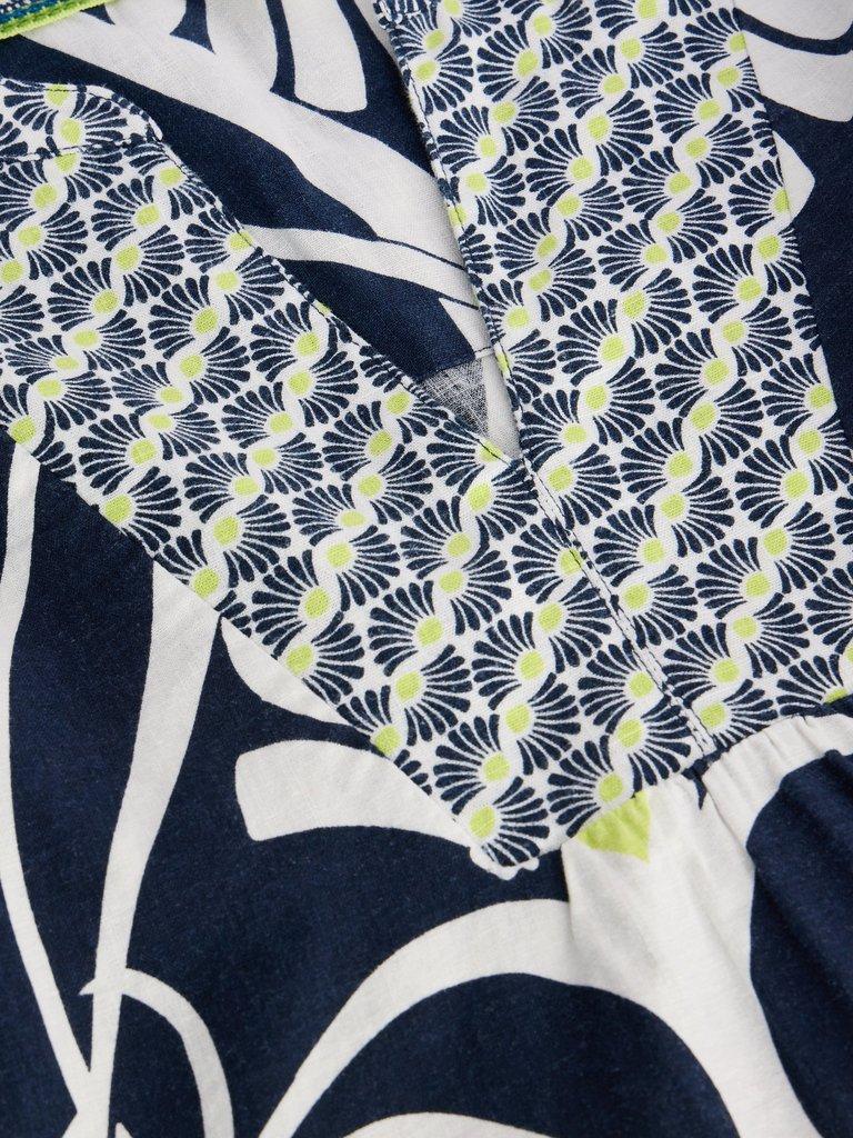 Ash Linen Blend Top in NAVY PR - FLAT DETAIL