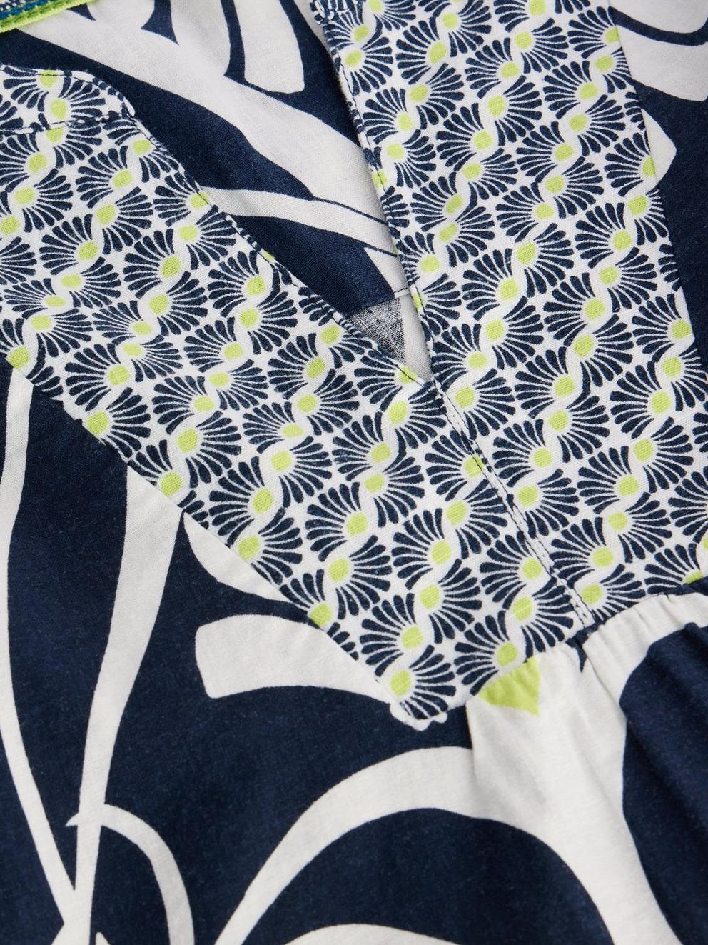Ash Linen Blend Top in NAVY PR - FLAT DETAIL