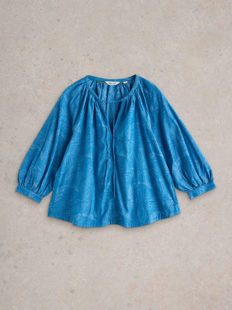 Marley Jacquard Top in CHAMB BLUE - FLAT FRONT