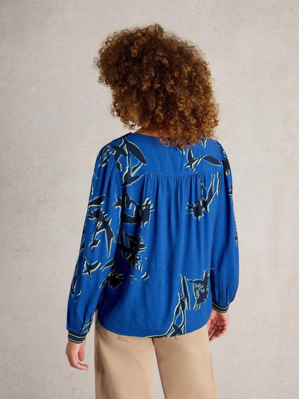 Angie Top  in BLUE PR - MODEL BACK