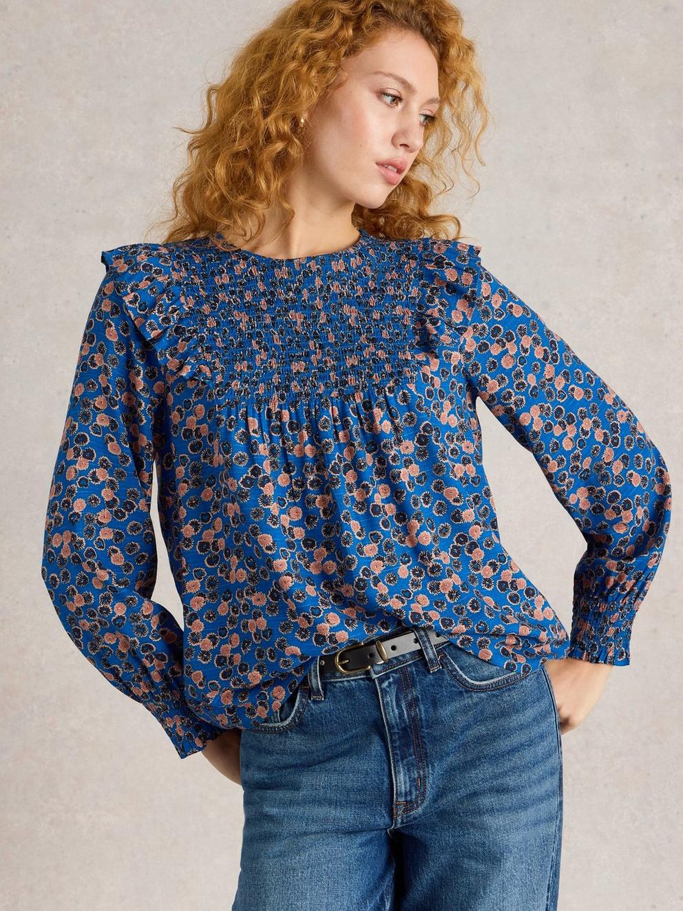 Sylvie Top in BLUE PR - MODEL DETAIL