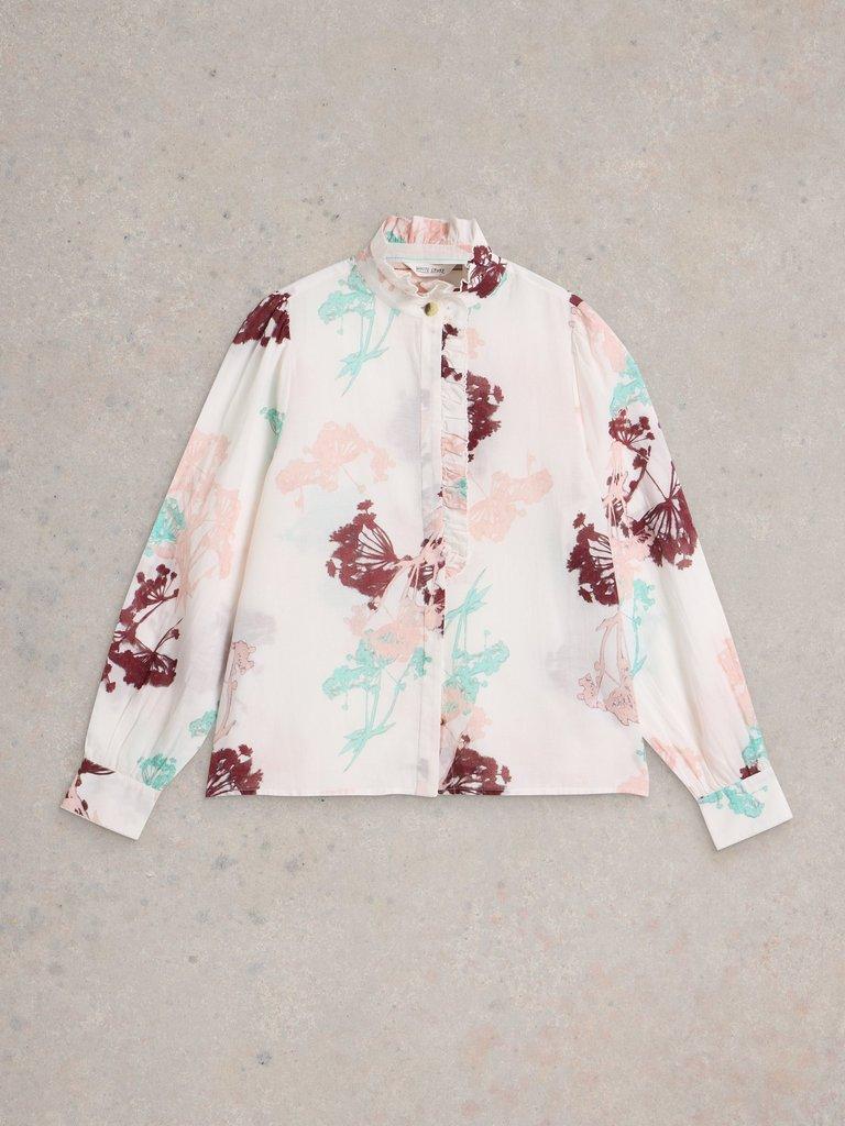 Pauline Frill Neck Top in IVORY MLT - FLAT FRONT