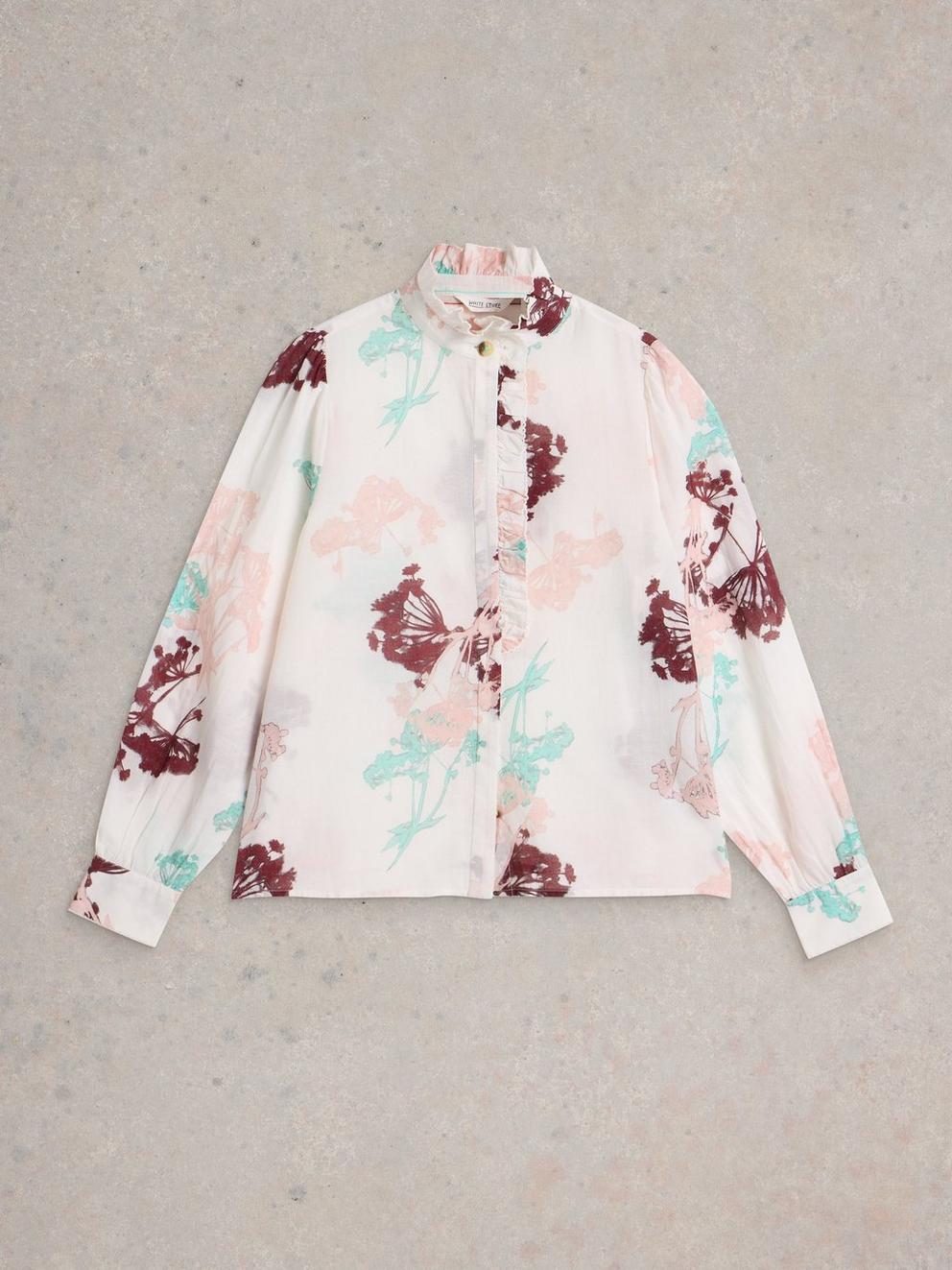 Pauline Frill Neck Top in IVORY MLT - FLAT FRONT