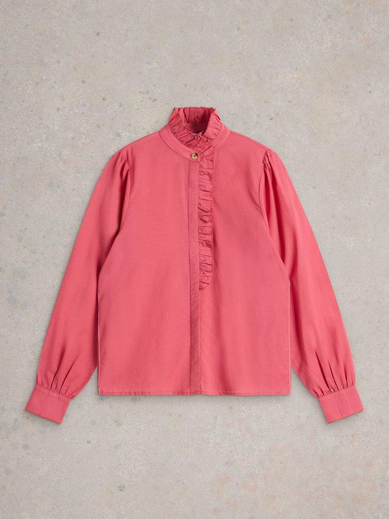 Pauline Frill Neck Top in MID PINK - FLAT FRONT