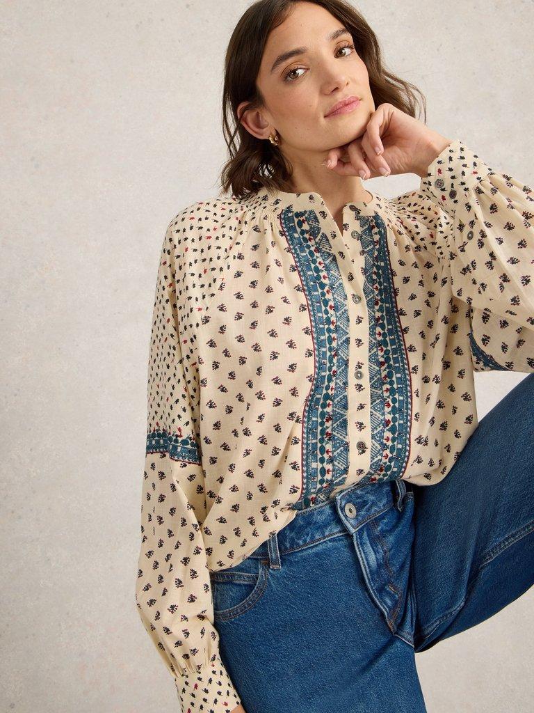 Ari Embroidered Shirt in IVORY MLT - LIFESTYLE