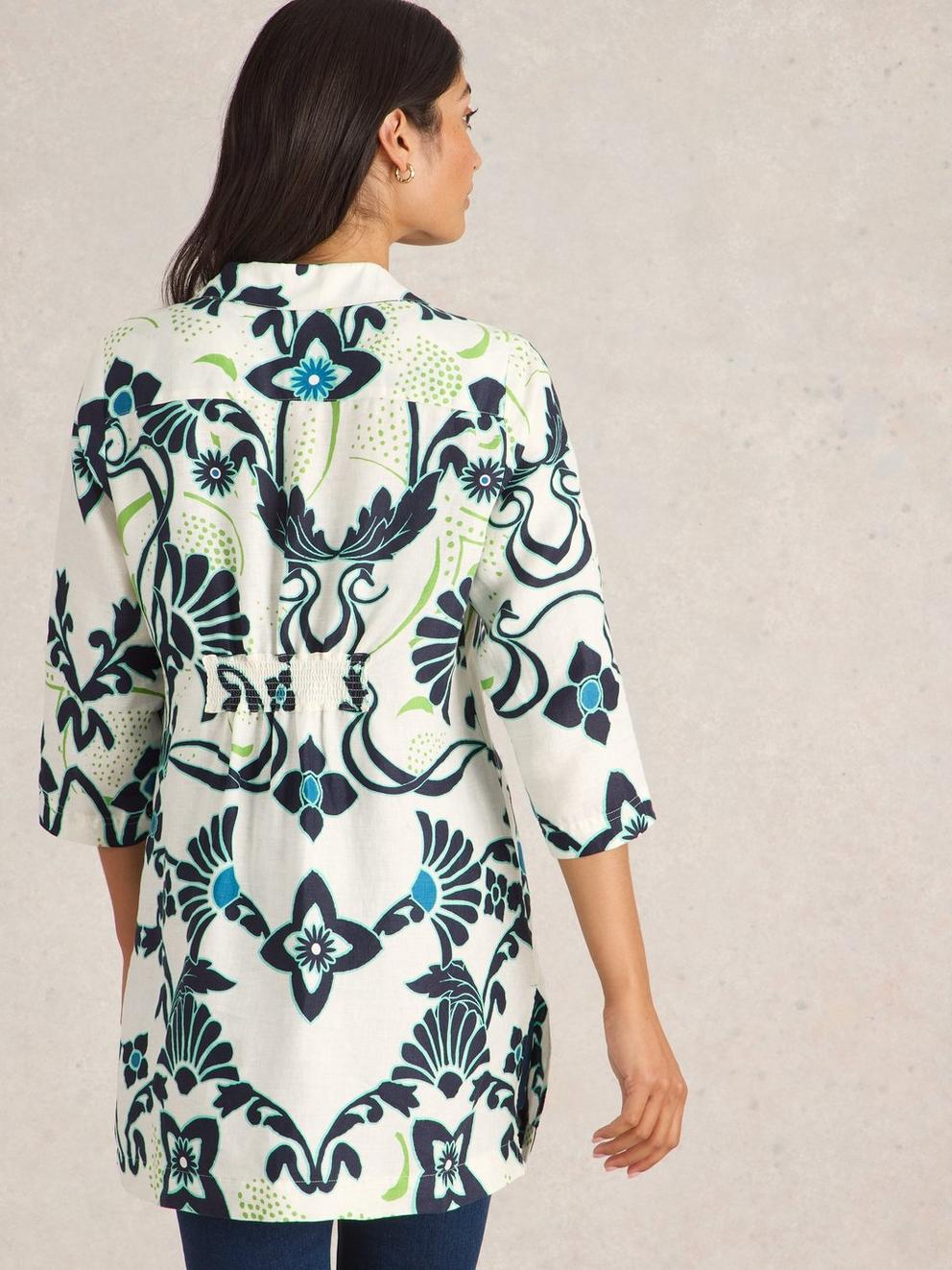 Blake Linen Tunic in IVORY PR - MODEL BACK