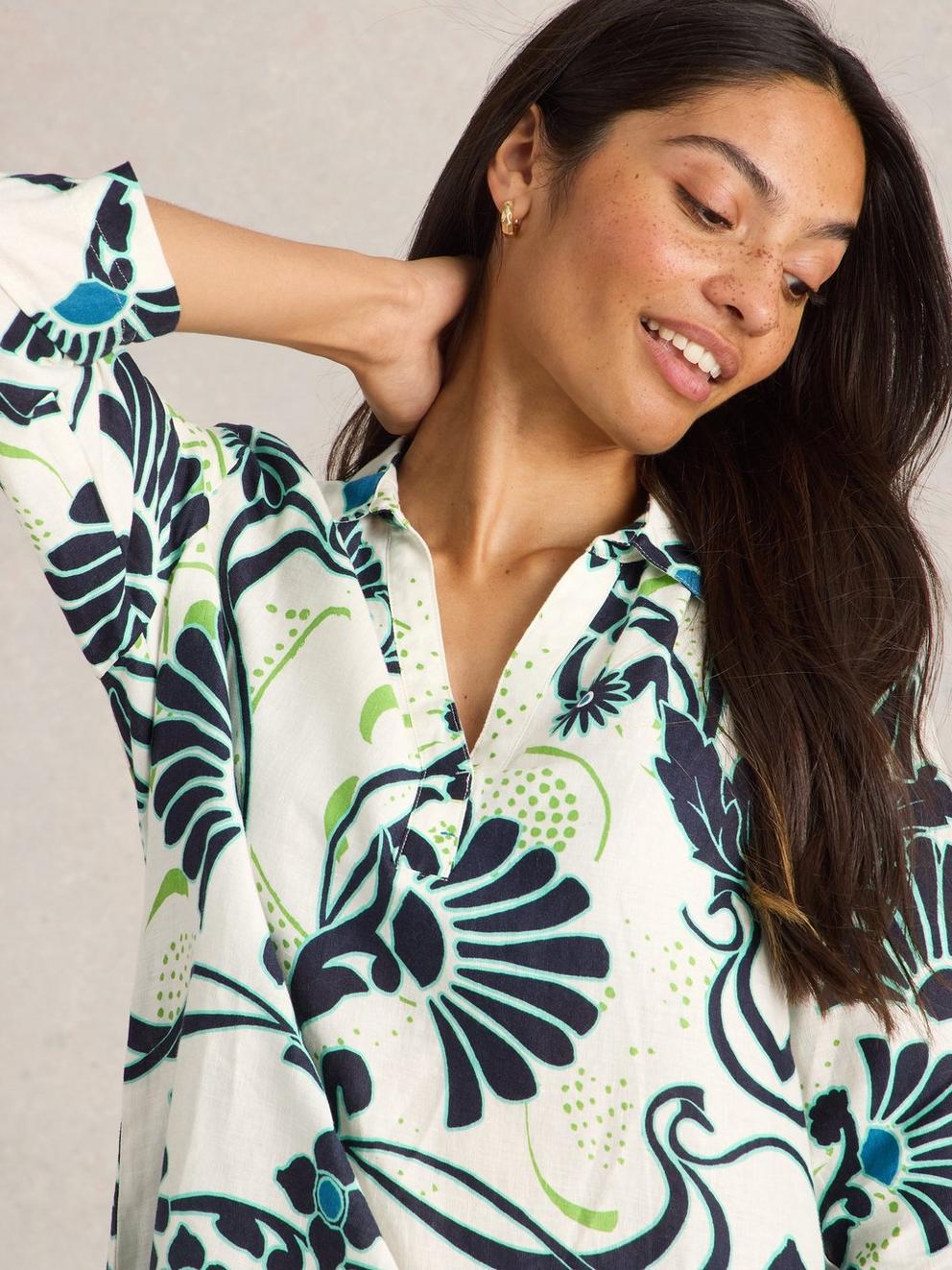 Blake Linen Tunic in IVORY PR - MODEL DETAIL