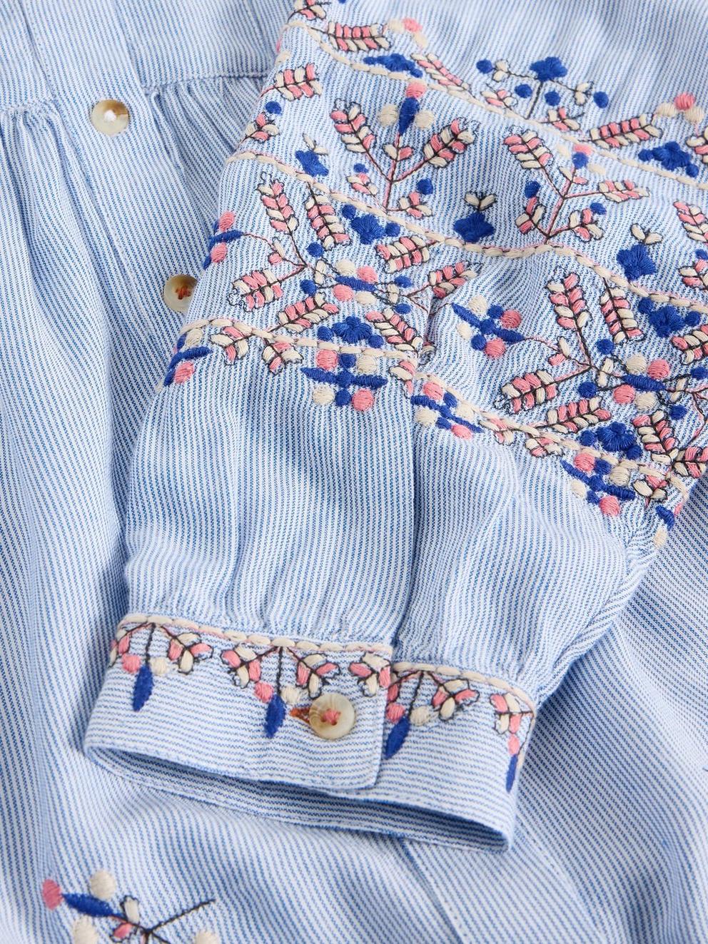 Geri Embroidered Shirt in BLUE MLT - FLAT DETAIL