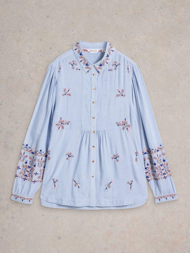 Geri Embroidered Shirt in BLUE MLT - FLAT FRONT